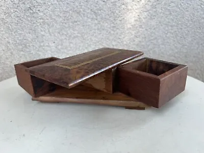 Vtg Small Trinket Box 2 Twist Drawers Maple Burl Wood • $40