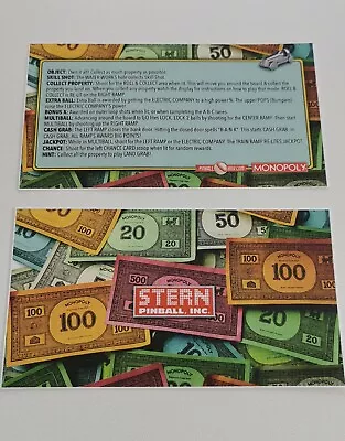 $23.67 • Buy Pinball Card Instructions Monopoly Set Of 2