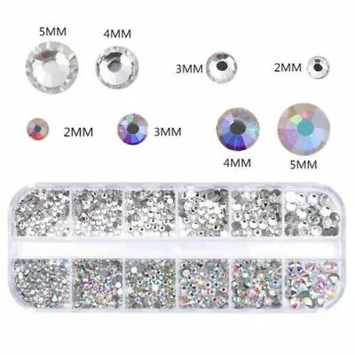 Crystal AB Rhinestones Nail Art Gems Diamante Round 3D Decoration UK STOCK Nails • £1.75