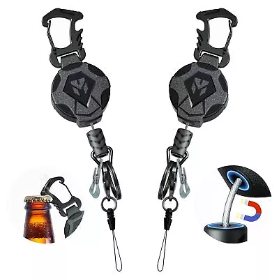 Milletech 2 Pack Heavy Duty Retractable Keychain With Magnetic Tactical ID Ba... • $23.15