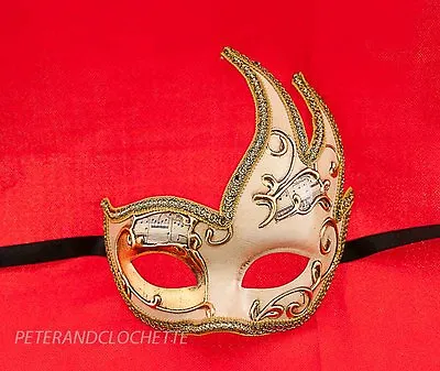 Mask From Venice Colombine Swan Musica Cream And Golden For Fancy Dress 701 • $75.96