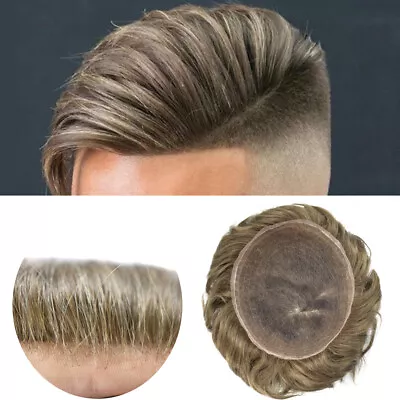 Mens Toupee Wig Unit Toupee For Men All French Lace  Hair Replacement System • $219