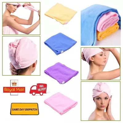 Microfibre Magic Hair Fast Drying Dryer Turban Dry Towel Bath Wrap Hat Quick Cap • £3.49