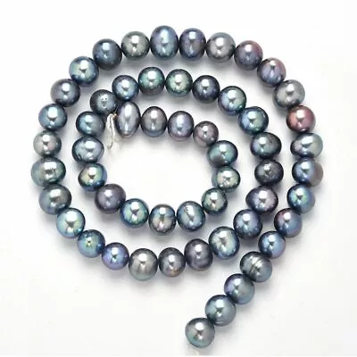 Cultured Freshwater Pearl Peacock Round Loose Bead Bracelet Necklace Diy Jewelry • $26.38