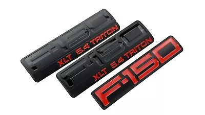 3X Fits 04-08 F-1-5-0 XLT 5.4 Triton Emblem Fender Tailgate Badges Black  Red • $59.99