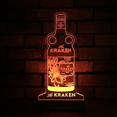 Kraken Rum Bottle LED SignEdgelitBarMancaveLedRemote ControlLightGift • $149