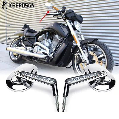 $69.04 • Buy Motorcycle LED Mirrors Amber Turn Signal For Harley V-Rod Muscle VRSCF 2009-2017