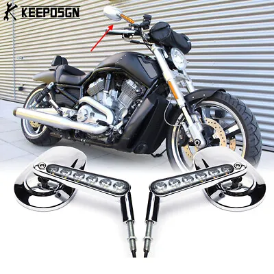 Motorcycle LED Mirrors Amber Turn Signal For Harley V-Rod Muscle VRSCF 2009-2017 • $69.04