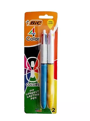 Limited Edition Bic 4 Color Ball Pen Yellow & Blue Barrel Medium Made In France • $9.92