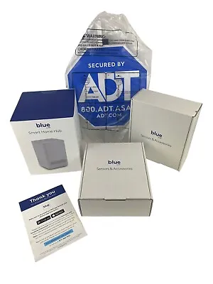 $160 • Buy Blue By ADT Smart Home Hub 12 Window 2 Door Sensors Sign NEW OPEN BOX Pearl Gray