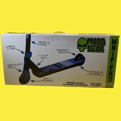 Madd Gear WhipnPro Stunt Trick Scooter Skull Blue/Black 8+ (80-220lbs) • $58.50