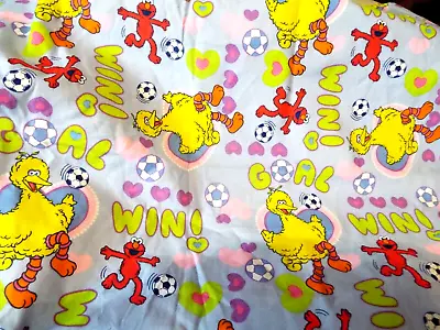 Sesame Workshop 2007 Cotton Fabric Big Bird Elmo Sports Hearts Ball 18.5 X 40 • $7.99