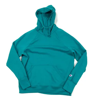 Champion Green Funnel Neck Pullover Hoodie Adult Large Sweatshirt Blank Skater • $22
