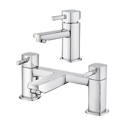 £62.99 • Buy Chrome Bath And Basin Mixer Tap Set & Waste Bathroom Sink Taps & Bath Filler Tap