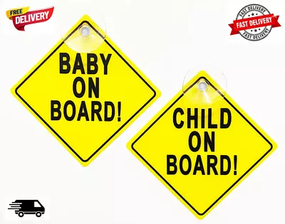 Baby Child On Board | Child Safety Warning Vehicle Signs | With Suction Holder. • £2.20