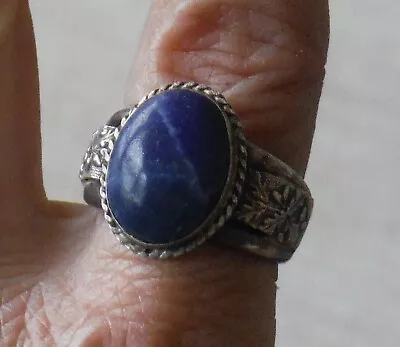 Vintage Sterling Silver & Lapis Lazuli Ring Size 9.5 L5373 • $29.99