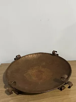 Vtg Hand Hammered Footed Copper Tray • $75