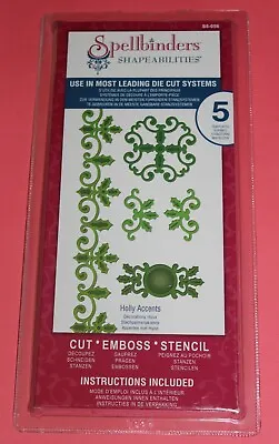 $14.95 • Buy Spellbinders Shapeabilities Holly Accents Christmas Craft Cutting Dies S5-056