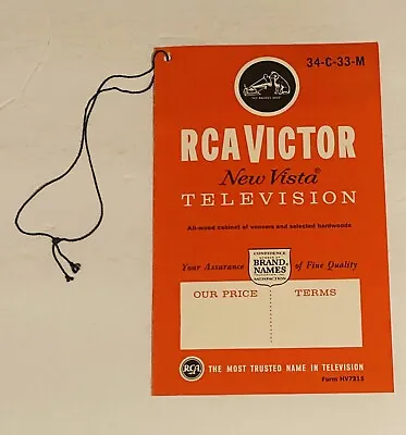 1950s RCA Victor The Glenview Tube Television TV Original Dealer Sales Tag • $27.50