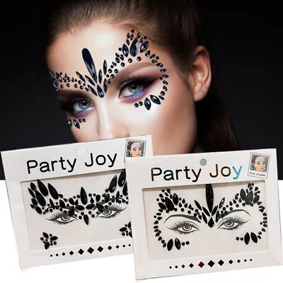 Halloween Party Black Diamond Face Sticker Rhinestones Makeup Eyebrow Sticker  • £3.71
