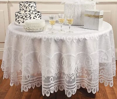 Elegant Round White Lace Tablecloth Kitchen Linen Dining Table Cloth 80 Dia NEW • $26.99