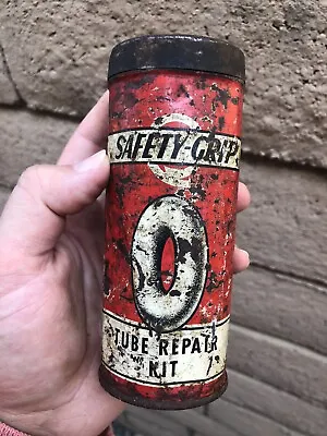 $24.99 • Buy Safety Grip Tube Repair Kit Graphic Tire Tin Litho Motor Oil Can Rare Tire Can
