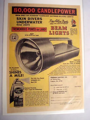 1968 Ad Skin Divers Underwater Beam Lights Freeman Electric Co Freeman Mo. • $7.99