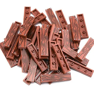 TCM BRICKS Reddish Brown 1X4 Tile Wood Grain Floor Board X25 Compatible Parts • $18.95