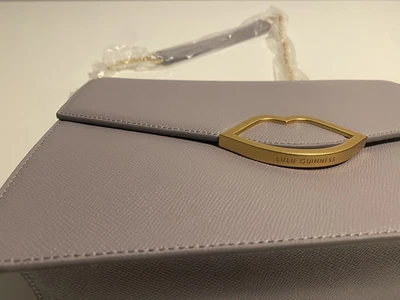 £135 • Buy Lulu Guinness Annabel Large Cut Out Lips Bag New Lavender Grey With Dust Bag