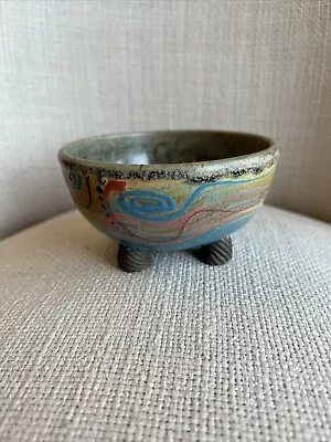 Vintage Art Deco Pottery Four Footed Bowl Trinket Box • $10