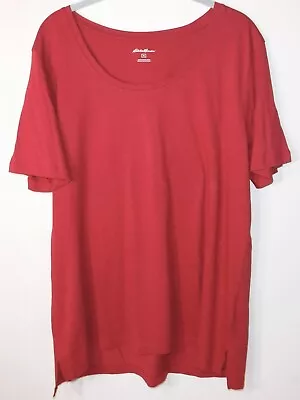 Eddie Bauer Round Neck Short Sleeve Cotton T Shirt Tee Top Women's XL Brick Red • $8.49