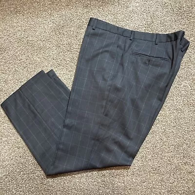 Joe Joseph Abboud Custom Gray Plaid Wool Dress Pants Men's Size 42 X 30 • $9