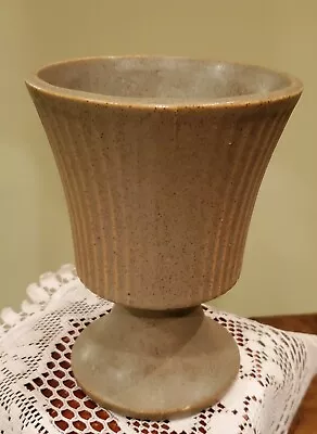 Vintage FLORALINE 474 By McCoy Pottery Green Ribbed 7.25  Pedestal Planter Vase  • $21.50