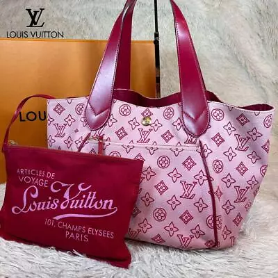 Louis Vuitton Monogram Canvas Beach Cabas Pink Red ToteBag Purse M95984 • $619.90