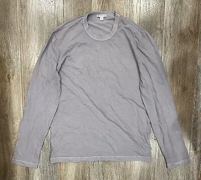 James Perse Men's Long Sleeve Size 2 Medium Light Grey Crewneck T-Shirts • $33.65