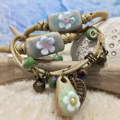 $14.20 • Buy New Aromatherapy Diffuser Bracelet Essential Oil Ceramic Flower Bead 3 Styles