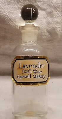 LAVENDER TOILET WATER CASWELL MASSEY LABEL UNDER GLASS COLOGNE BOTTLE W STOPPER • $79.99