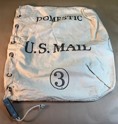 US MAIL USPS Vintage Domestic #3 Canvas Bag 4-85 Drawstring 24  X 22  With Lock • $49.99