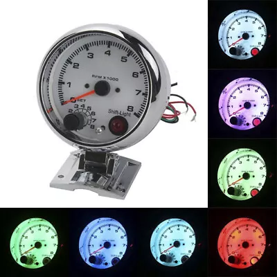 3.75'' Racing Tachometer Gauge Tacho Meter 7 Color LED Shift Light 0-8000 RPM • $24.99