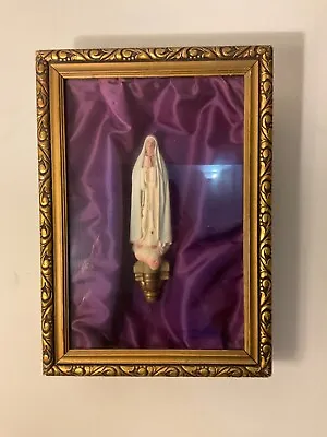 OUR LADY OF FATIMA Old PLASTER FIGURE STATUE Framed Made In Italy Vintage • $60