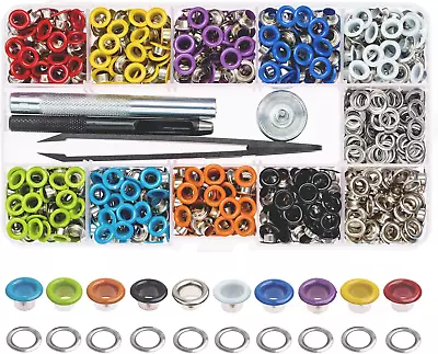 Multi-Color Grommets Kit 400 Sets 3/16 Inch  Metal Eyelets With 4 Pieces Instal • $17.77