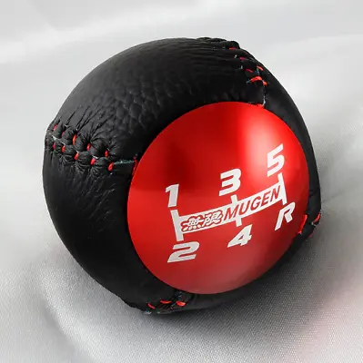 For JDM MUGEN Manual 5 Speed Red Leather Shift Knob CRZ S2000 FA5 FG2 SI • $66.23