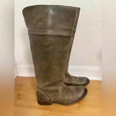 FRYE Melissa Trapunto Riding Knee BOOTS 76441 In Olive Green Size 8 • $125