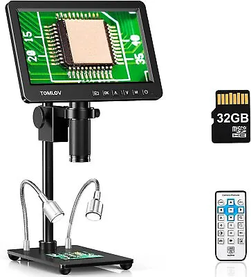 TOMLOV 2K HDMI Digital Magnifier 1200x Coin Microscope 7” IPS Screen Video Photo • $149