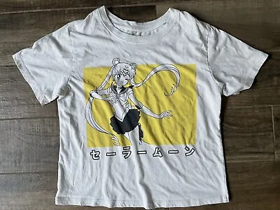 Sailor Moon Naoko Takeuchi T Shirt Womens L White Crop Top Short Sleeve Yellow • $18.63