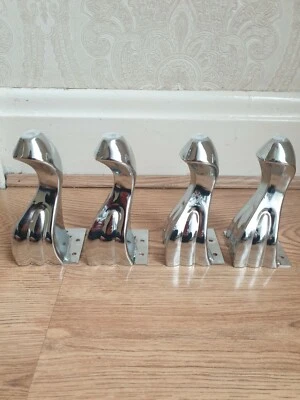 Queen Elizbeth 4x CHROME FURNITURE FEET/ LEGS FOR SOFACHAIRSSTOOLSTABLES • £24.99