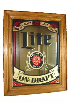 Vintage Miller Lite Beer Framed Large Mirror Sign Cold Beer 23.5 X 29.5  • $125