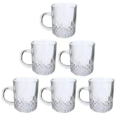 6 Pcs Coffee CONCORD Mugs Clear Glass Latte Tea Cups Cappuccino Hot Drink 240ml • £12.99