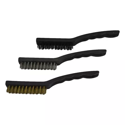 Set Of 3 Pc Mini Wire Brush Stainless Steel Brass Nylon Cleaning Detail Brushes • $7.50