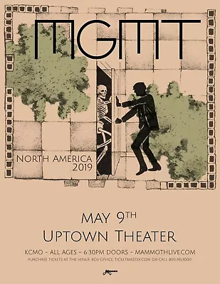 MGMT  NORTH AMERICA 2019  KANSAS CITY CONCERT TOUR POSTER - Rock Pop Music • $18.18